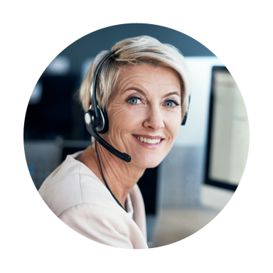 Image of smiling woman with headset on 