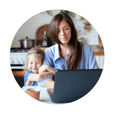 Woman and child looking at computer screen