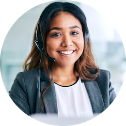 Woman smiling wearing headset