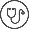 Circle icon of a stethoscope