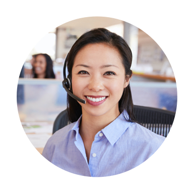 Woman talking on headset