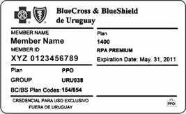 Front of member card from Uruguay