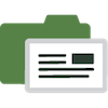 icon with 2 files one is green and overlapping it is a white file