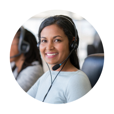 Image of woman with headset smiling