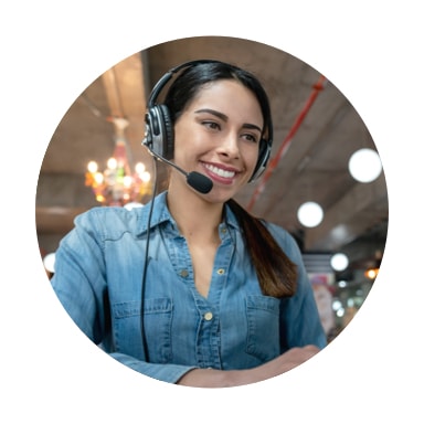 image of woman with headset smiling