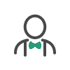 Circle icon of person with bowtie