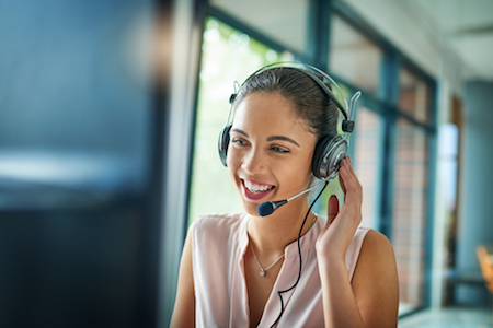 woman with headset